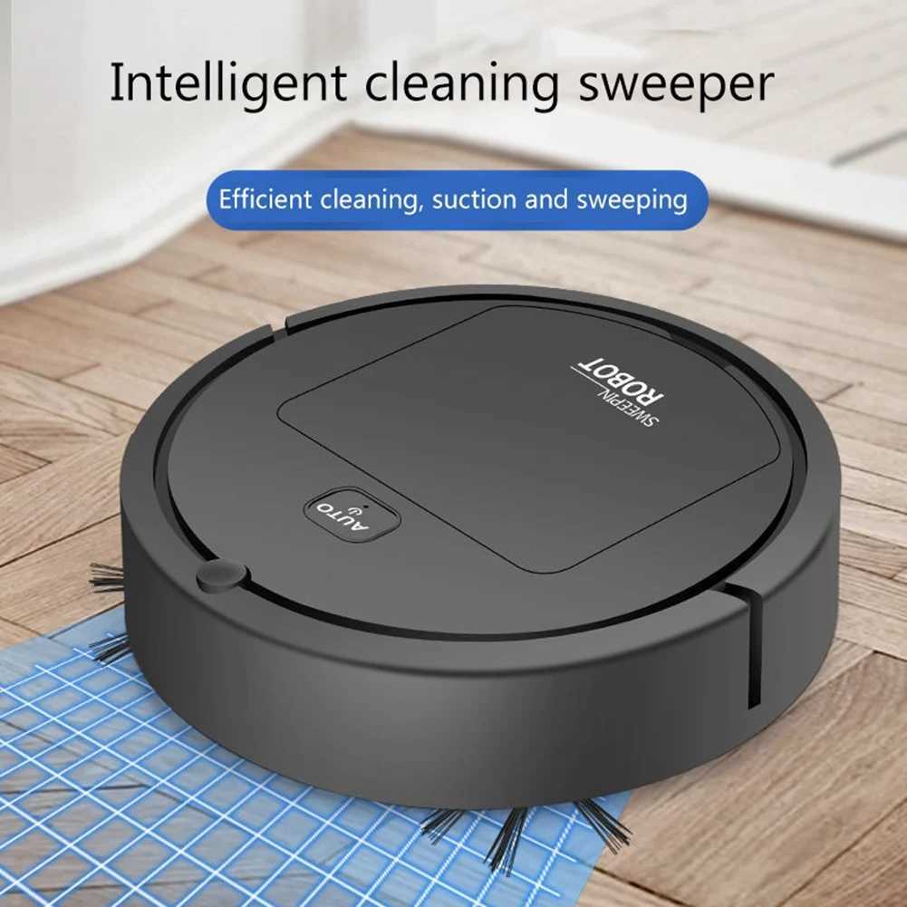 Robotic Vacuum Intelligent Low Noise Floor Sweeper Dust Catcher Carpet Cleaner Black M240905