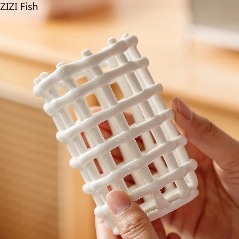 Creative Ceramic Toothbrush Cup Simple Toothbrush Storage Cup Drainage Toothbrush Rack Home Bathroom Accessories 240905
