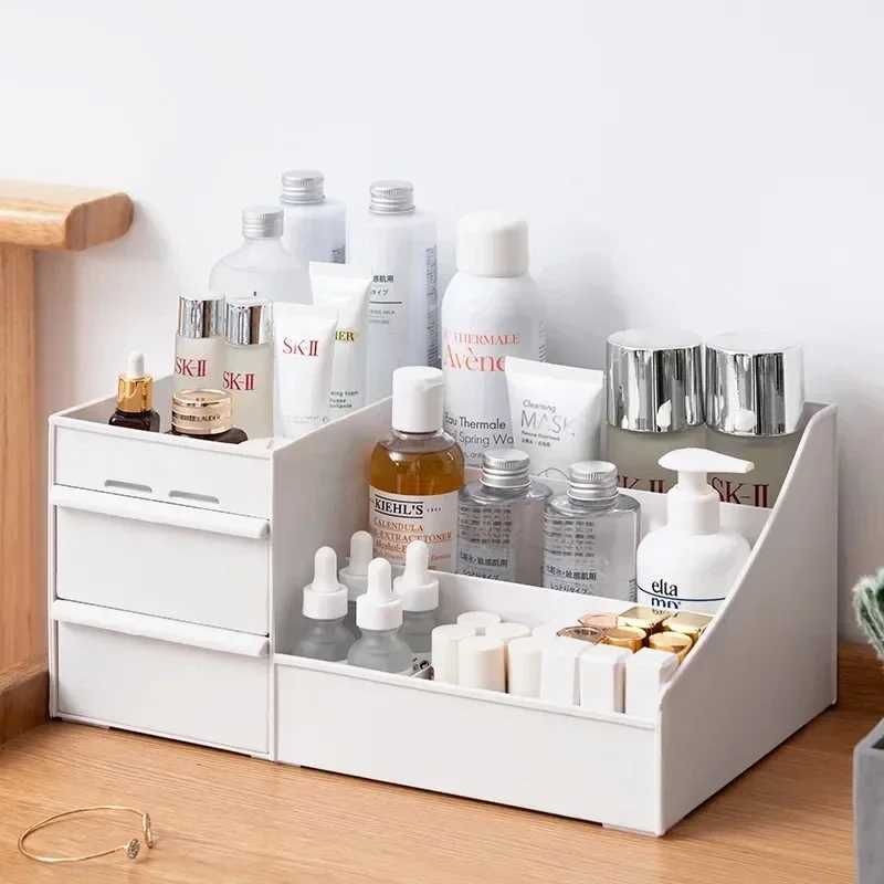 Large Capacity Cosmetic Storage Box Makeup Drawer Organizer Jewelry Nail Polish Makeup Container Desktop Sundries Storage Box Y240906