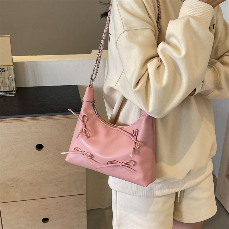 Women Bag Fashion Shoulder Bag New Bow Design Chain Bag Armpit Bag Versatile Free shipping