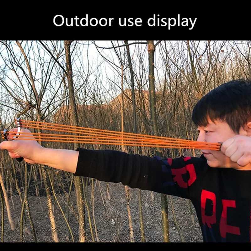 Outdoor precision competition hunting slingshot new stainless steel metal rubber strap bullhead high-power slingshot toy W240905
