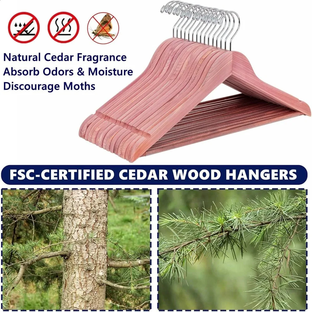 American Red Cedar Hangers 30 Pack Smooth Finish Wood Coat for Suit Shirt Aromatic Clothes 240904