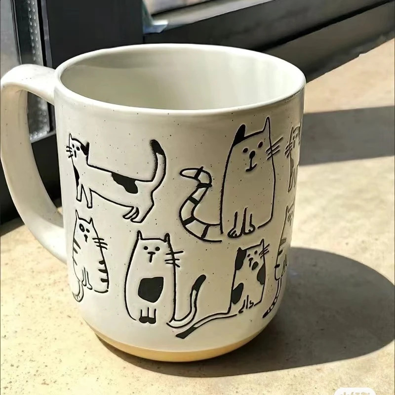 Creative handpainted ceramic cup cartoon large capacity office home breakfast milk coffee high temperature resistant 240903