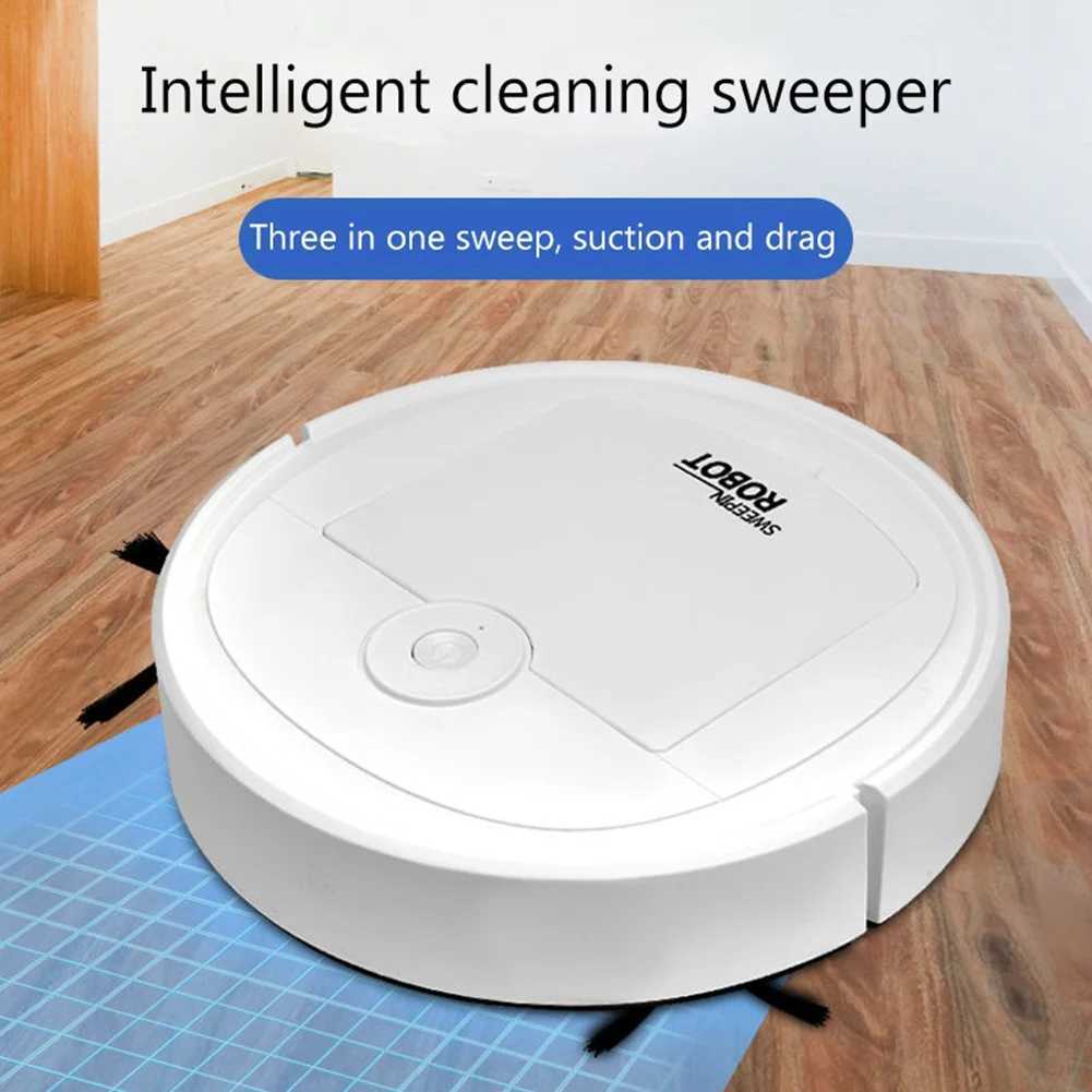 Robotic Vacuum Intelligent Low Noise Floor Sweeper Dust Catcher Carpet Cleaner Black M240905