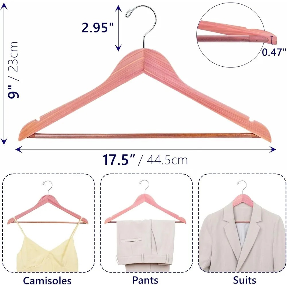 American Red Cedar Hangers 30 Pack Smooth Finish Wood Coat for Suit Shirt Aromatic Clothes 240904