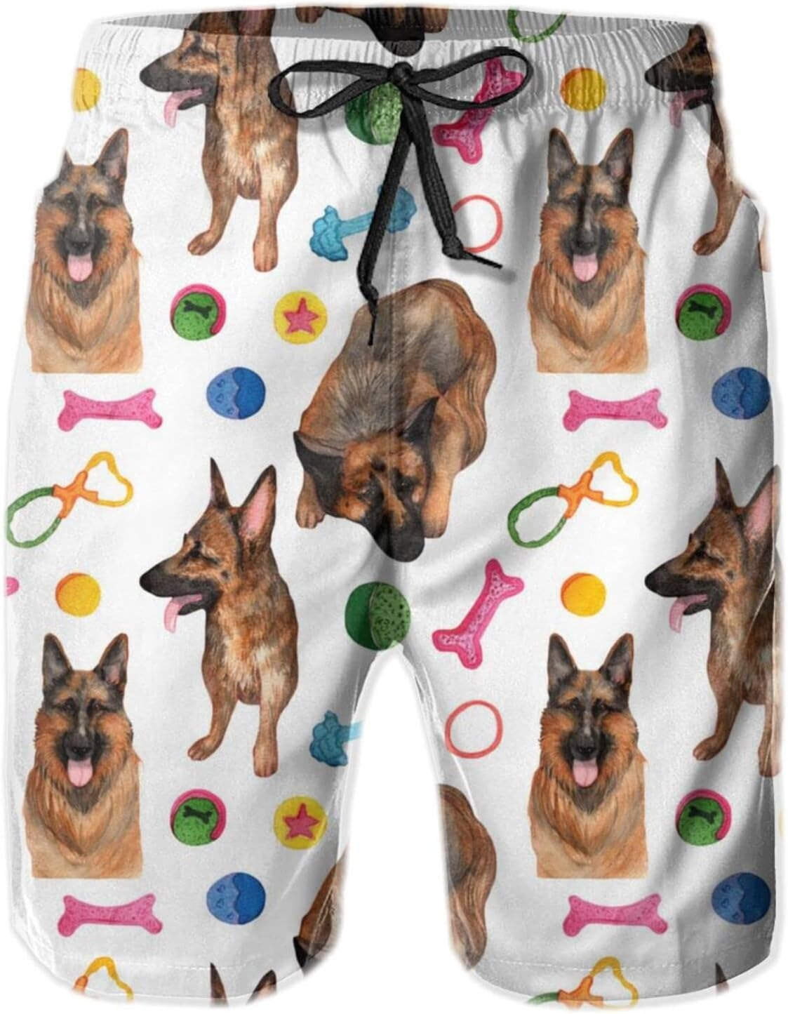 Mens Shorts 3D Printed Pattern Cute German Shepherd Swim Trunks Quick Dry Stylish Beach Board Swimwear