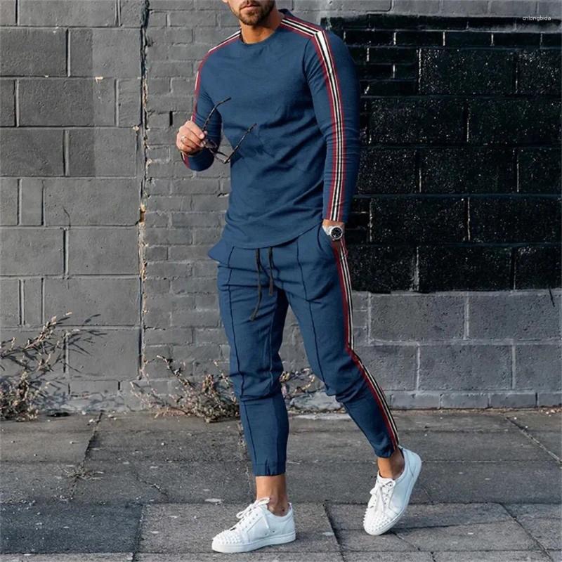 Men's Tracksuits Sweatshirt Pants 2 Piece Sets O Neck Long Sleeve T Shirt Sweatpants Male Oversized T-shirts Sportswear Clothing