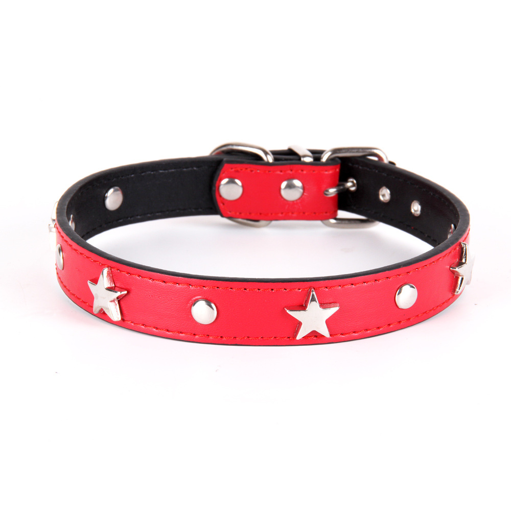 halloween Pet toys European leather small and medium-sized dog collars star shaped dog chains in stock for pets Leather Pet Supplies