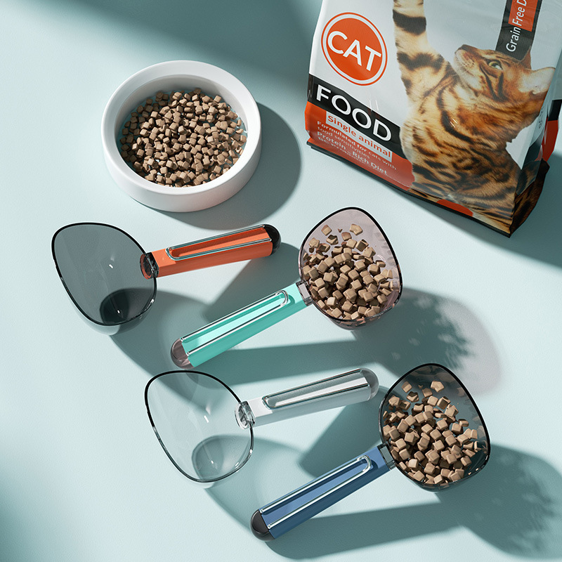 Halloween cat measuring long handled dog food spoon storage bowl cat food shovel cat feeding spoon pet sealed food spoon measuring cup