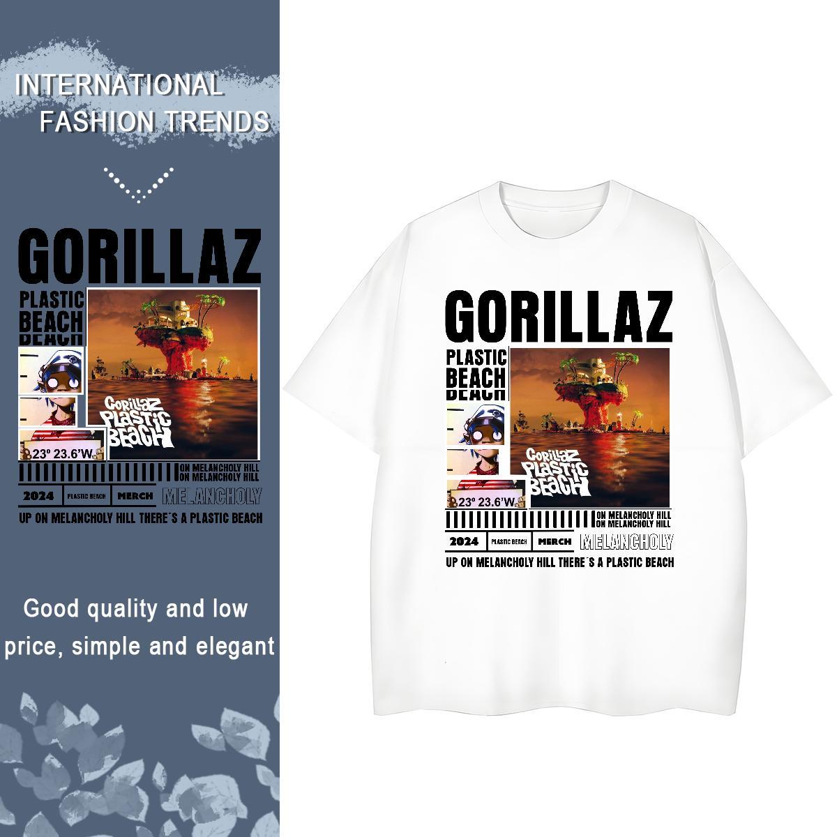 New Woman T Shirts 230g 100% Cotton Breathable Summer Casual GORILLAZ Tshirt for Man Woman Soft Black Oversized Tshirts