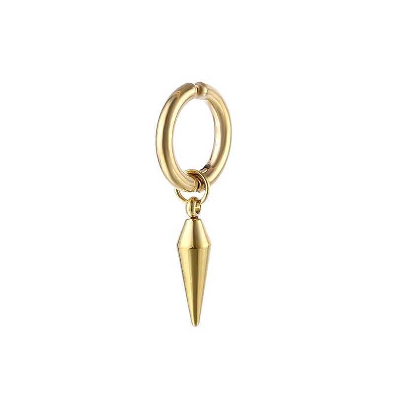 1 piece of stainless steel unpainted earring clip with fake earrings suitable for men/women punk black non perforated cone-shaped drop nail hugging ri