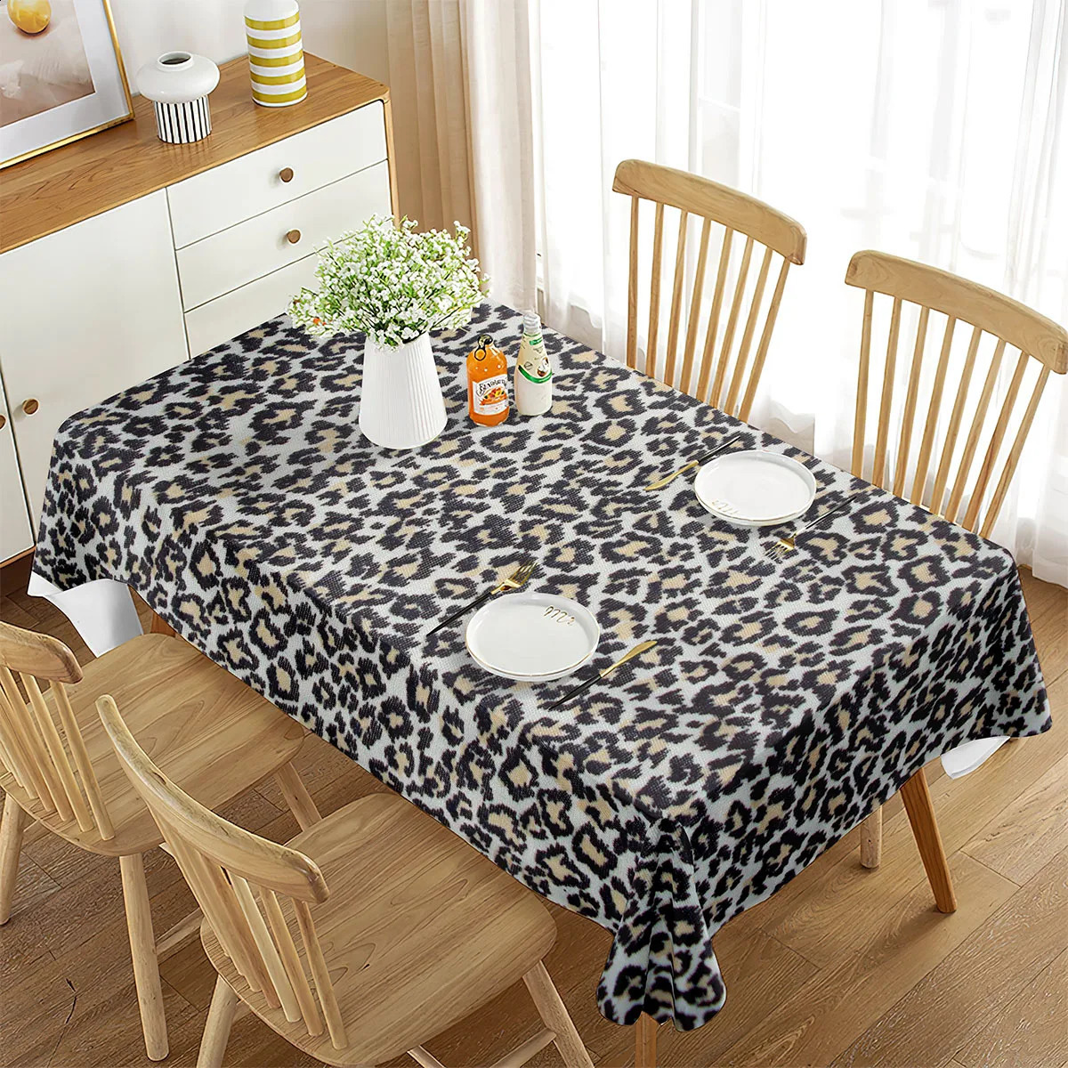Pink Leopard Print Tablecloth Rectangular Wildlife Leopard Skin Home Decoration for Tablecloth Tea Table Kitchen Dining Room 240903