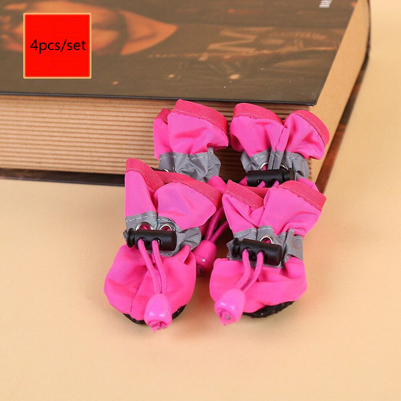 4pcs/set Waterproof Anti-Slip Pet Dog Shoes Rain Boots for Small Cats & Dogs Puppy Dog Pet Booties Pet Accessories