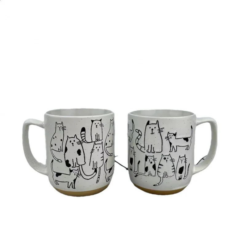 Creative handpainted ceramic cup cartoon large capacity office home breakfast milk coffee high temperature resistant 240903