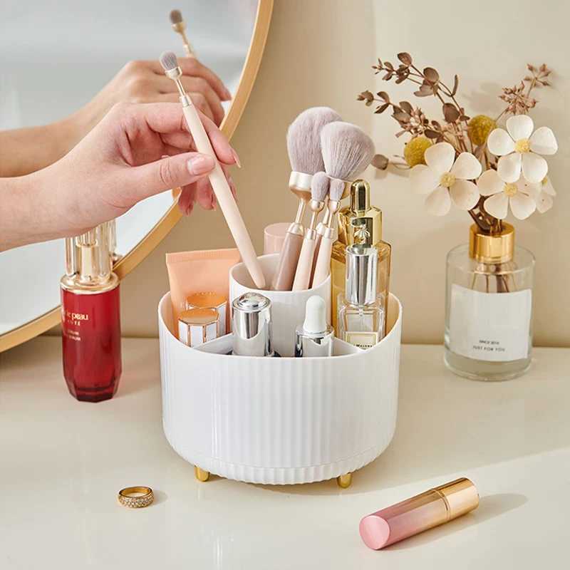 360 Rotating Makeup Organizer Large Capacity Desktop Cosmetic Storage Box Portable Lipstick Makeup Brush Pen Holder for Bathroom Y240906
