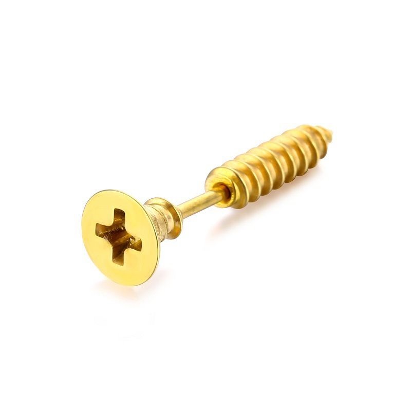 Stainless Steel Wood Screw Stud Earring for Men Youth Titanium Steel Man Cross Piercing Earring Ear Studs Nice Jewelry Gift Wholesale Price 1 PCS