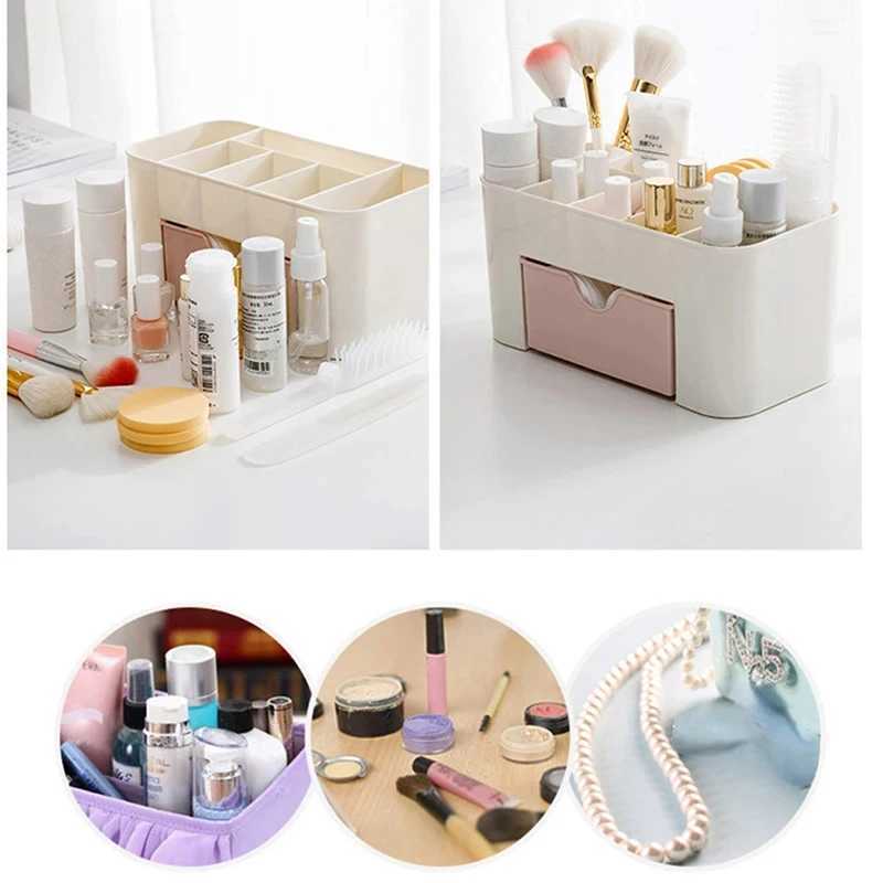 Double Layer Plastic Makeup Organizers Storage Box Cosmetic Drawers Jewelry Display Box Case Desktop Container Boxes Organizer Y240906