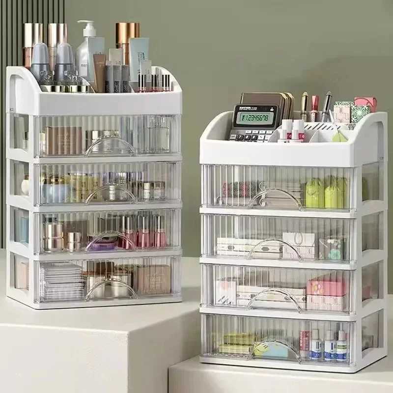Hot Drawer Makeup Organizer Large Capacity Plastic Makeup Storage Box Lipstick Holder Large Capacity Office Supplies Storage Box Y240906
