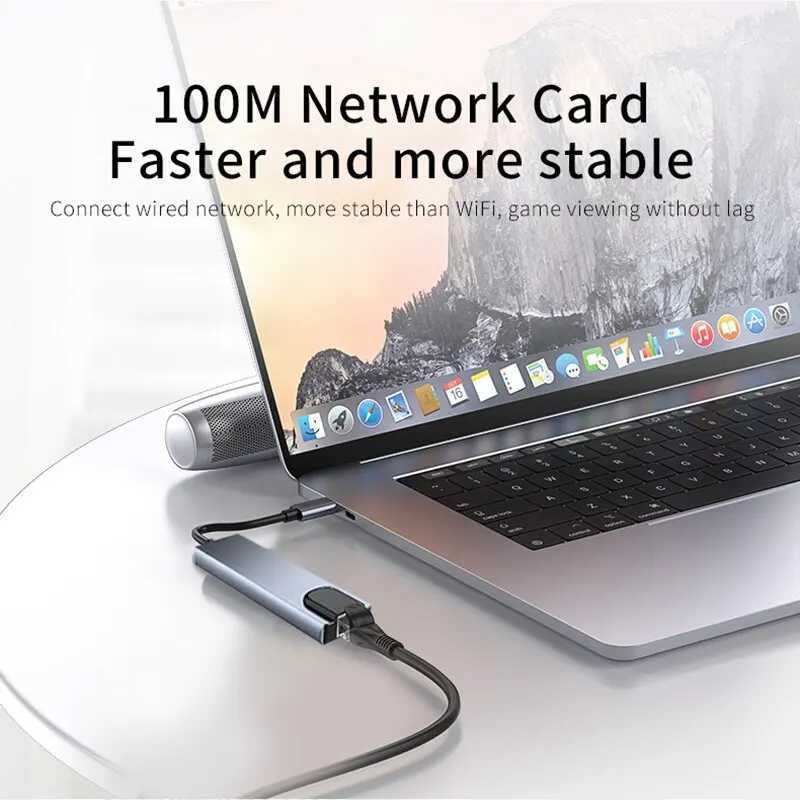 USB 8-in-1 Type C 3 1 to 4k HdTV Hub Adapter with Sd Tf Rj45 Card Reader Pd Fast Charging Suitable for Macbook Laptops CL240905