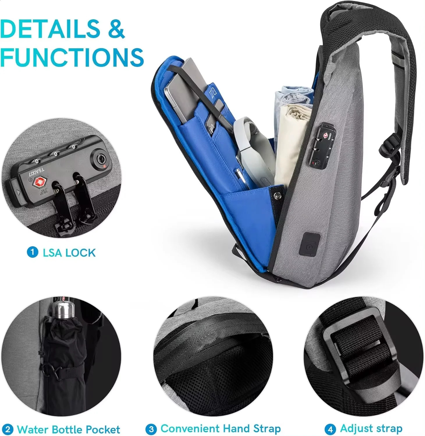 Kingsons 15 17 inch Laptop Backpack Mens Fashion Multi functional USB Charging Bag Anti theft and Waterproof 240903