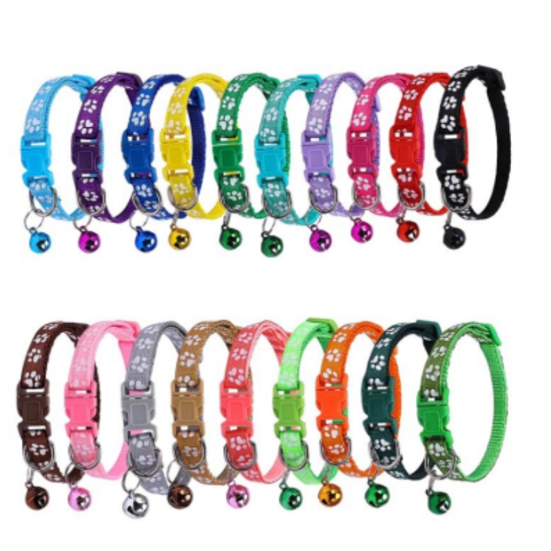 Halloween Adorable Cartoon Cat & Dog Walking Accessory - Paw Printed Collar with Tether