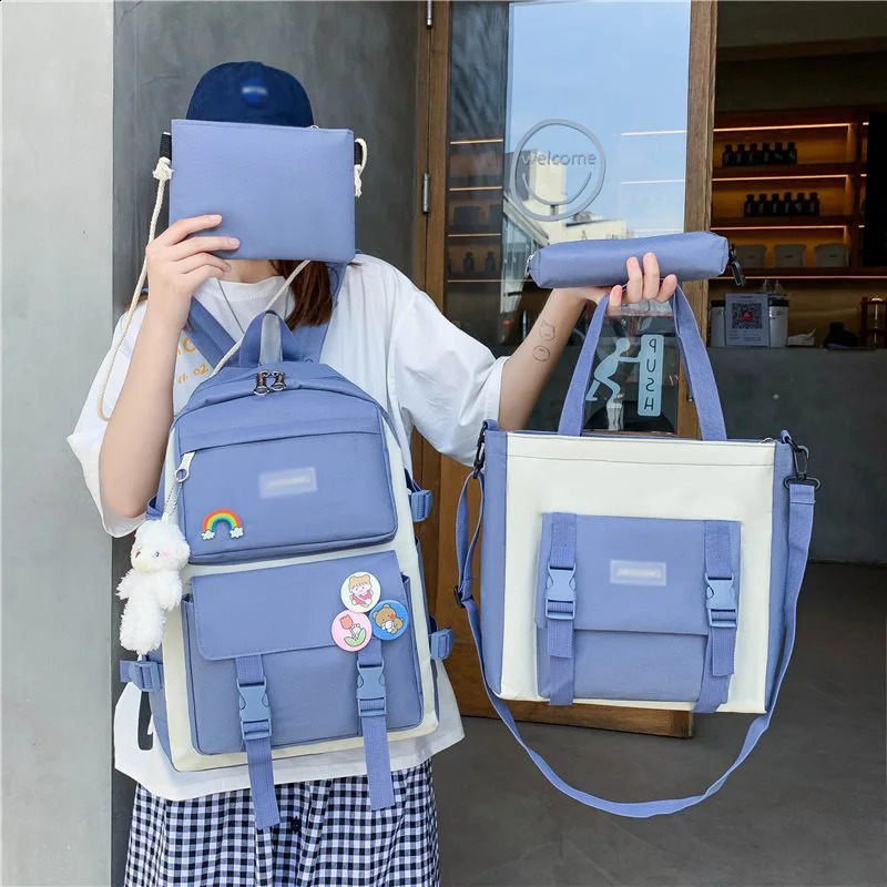 Four piece student bag womens junior high school backpack college canvas BG145 240903
