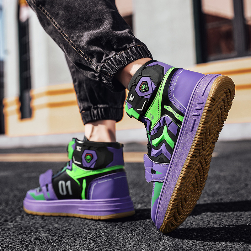 Brand Fashion Purple Men's High Sneakers Comfortable Flat Designer Shoes Men Lace-up Casual Sneakers Men zapatillas de hombre