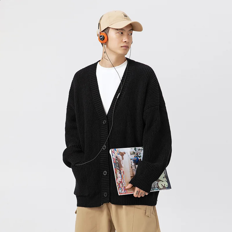 Thick Needle Heavy Texture Cardigan Sweater Men 2024 Autumn and Winter Couples with A Simple Solid Color Coat 240905 - view 3