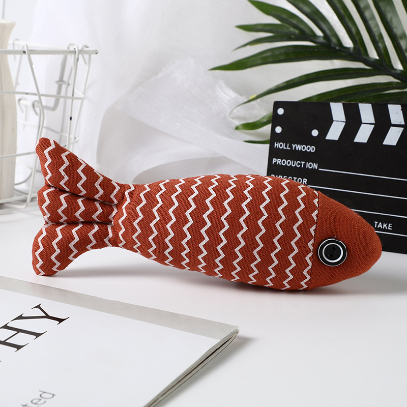 Animal Rescue Donation pet supplies pet cat teasing stick hemp cloth fish, cat mint simulation fish cat toy kitten grinding teeth self fun and relievi
