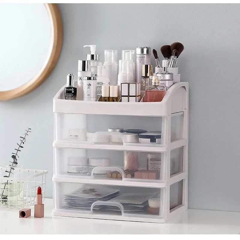 Make Up Case Jewelry Container Box Makeup Organizer Drawers Plastic Cosmetic Storage Box Makeup Brush Holder Organizers Y240906