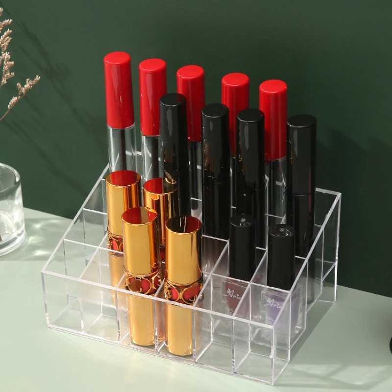 9/24 Grids Clear Acrylic Lipstick Box Makeup Organizer Storage Box Make Up Brush Organizer Display Holder Cosmetic Organizer Box Y240906