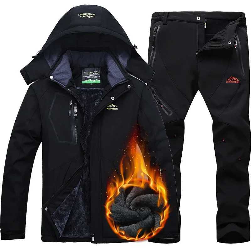 Mens ski suit windproof waterproof warm ski jacket+pants snow suit winter ski jacket W240905
