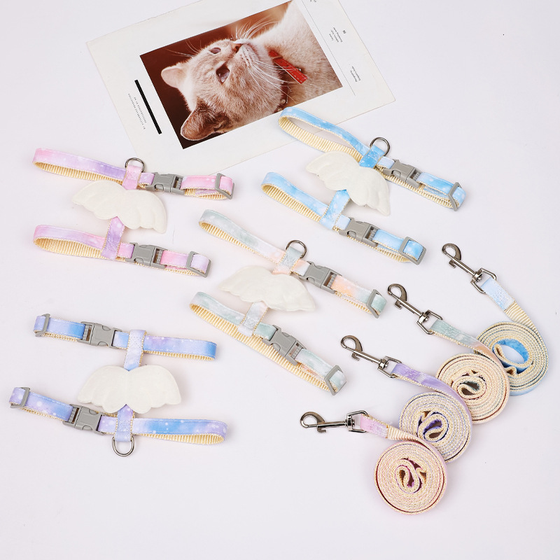 Halloween Angel pet rope I-shaped cat traction rope anti slip walking cat rope gradient wing cat traction
