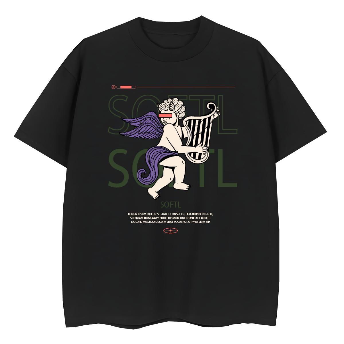 Soft T Shirt For Man 230g Pure Cotton angel Street DIY Anime Breathable Short Sleeve Tshirts New Designer Tops Tees