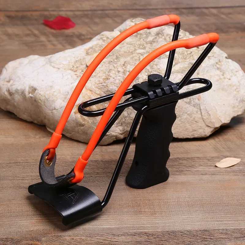 Durable outdoor heavy-duty slingshot with hunting metal rubber strap and wrist rest handle high-quality random W240905