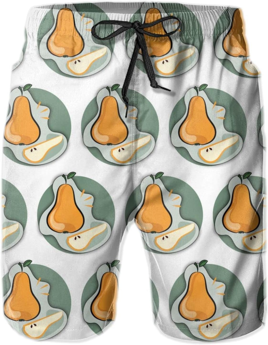 Mens Shorts 3D Printed Pattern Pear Swim Trunks Quick Dry Stylish Beach Board Swimwear