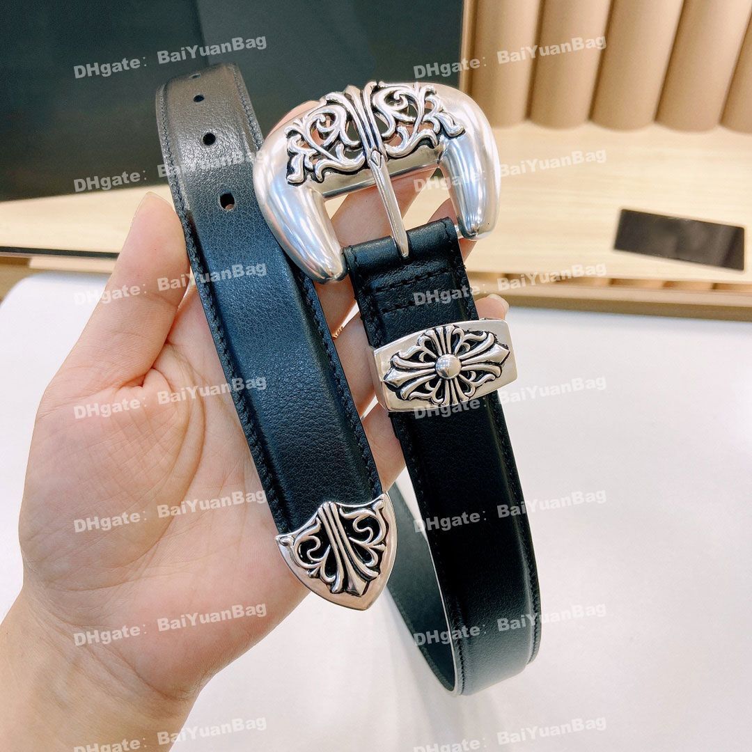 famous designer belts paris ch k hollow carved roller business silver plated s925 crome chrome hearts chromehearts buckle belt men women fashion brand pants top qual