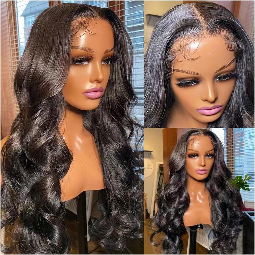 13x4 Deep Wave Simualtion Human Hair Brazilian lace wig in large waves long curly hair African women's long hair wig set