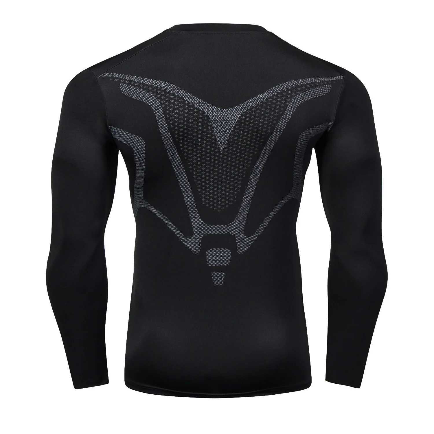 Winter mens long sleeved running sports T-shirt mens hot muscle fitness compression fast drying tight fitting shirt W250111
