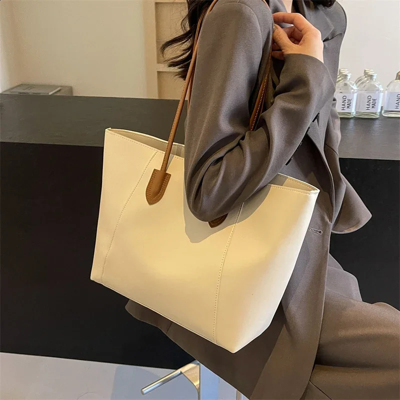 Fashion Zipper Womens Handbag for Sale High Quality Communicating PU Shoulder Bag Sewing Thread Large Capacity 240903