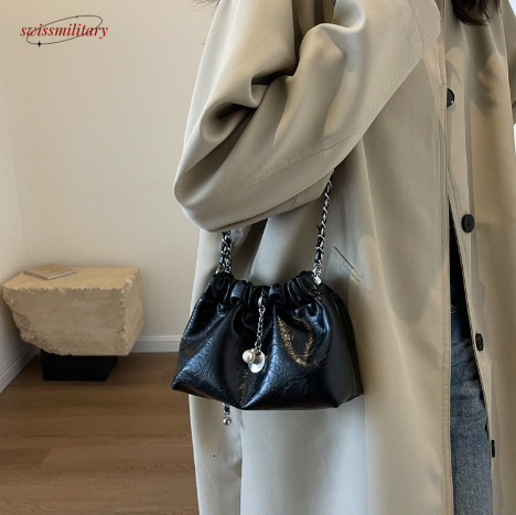 Swissmilitary 2024 new handbag for women, niche, light luxury chain crossbody bag, fashionable and versatile, single shoulder pleated cloud bag, bucke