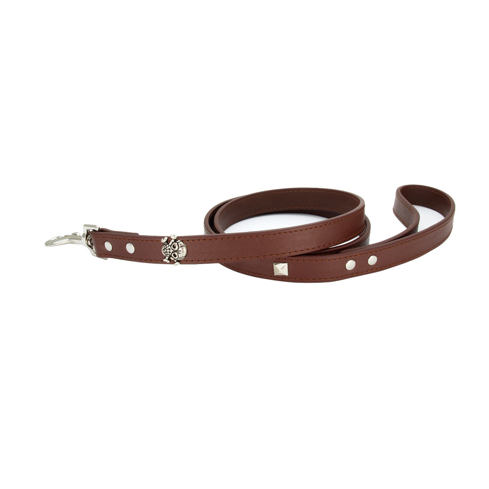 Pet Accessories Skull decoration cat dog leash Leather personalized pet dog leash