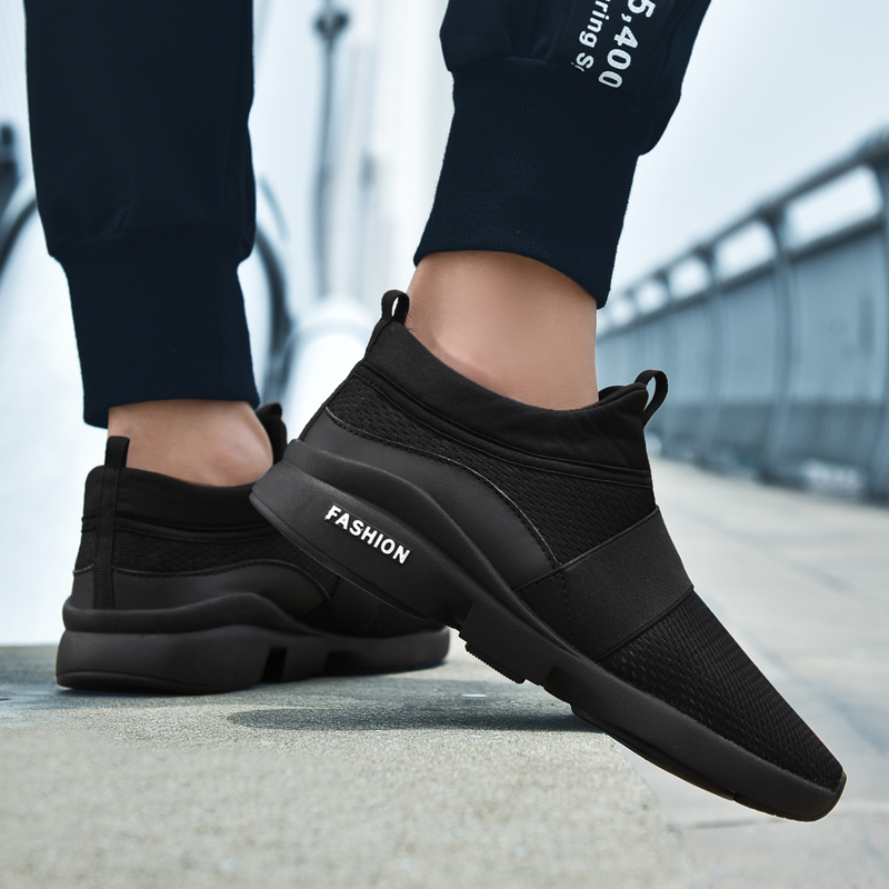 Black Sports Shoes for Mens Trainers Lightweight Sneakers Big Size 48 Casual Women Fashion Running Breathable Slip on Loafers