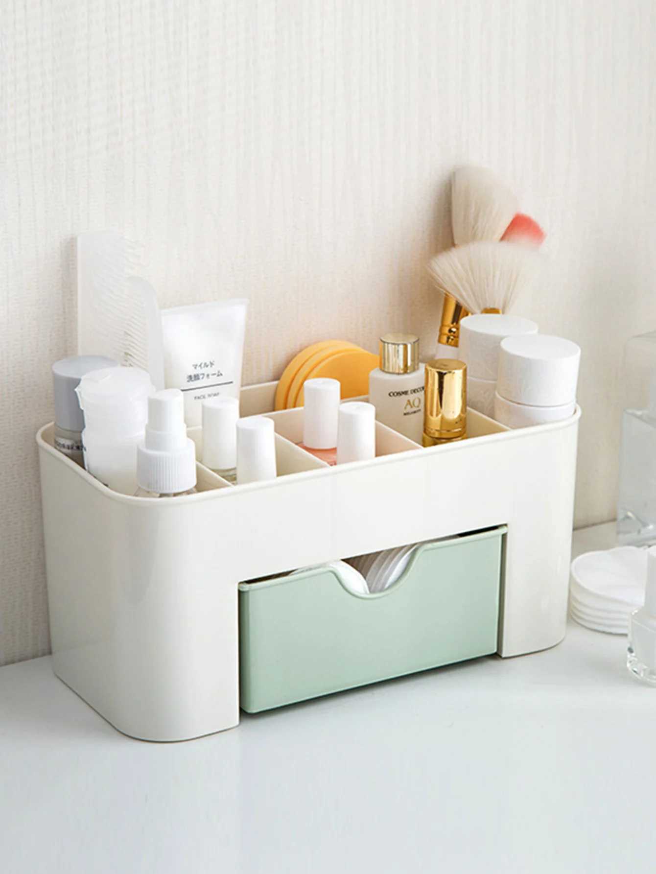 Acrylic Plastic Makeup Organizer Storage Box with Drawer Cotton Swab Stick Storage Case lipstick organizer brush holder makeup Y240905