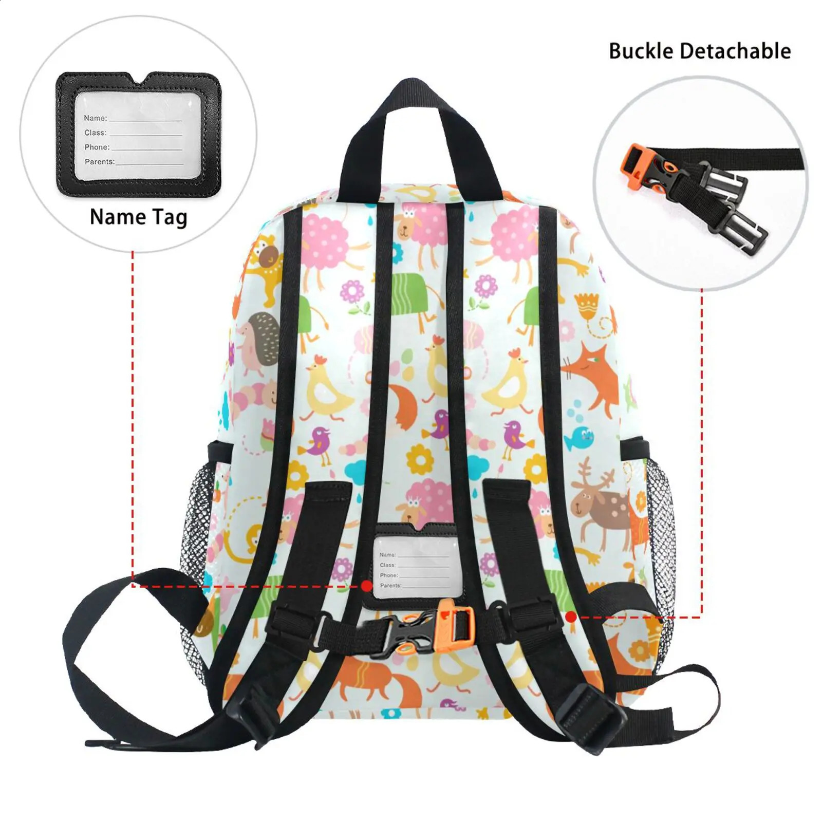 Childrens backpack childrens school bag cartoon animal printing kindergarten 38yearold boys and girls 240903