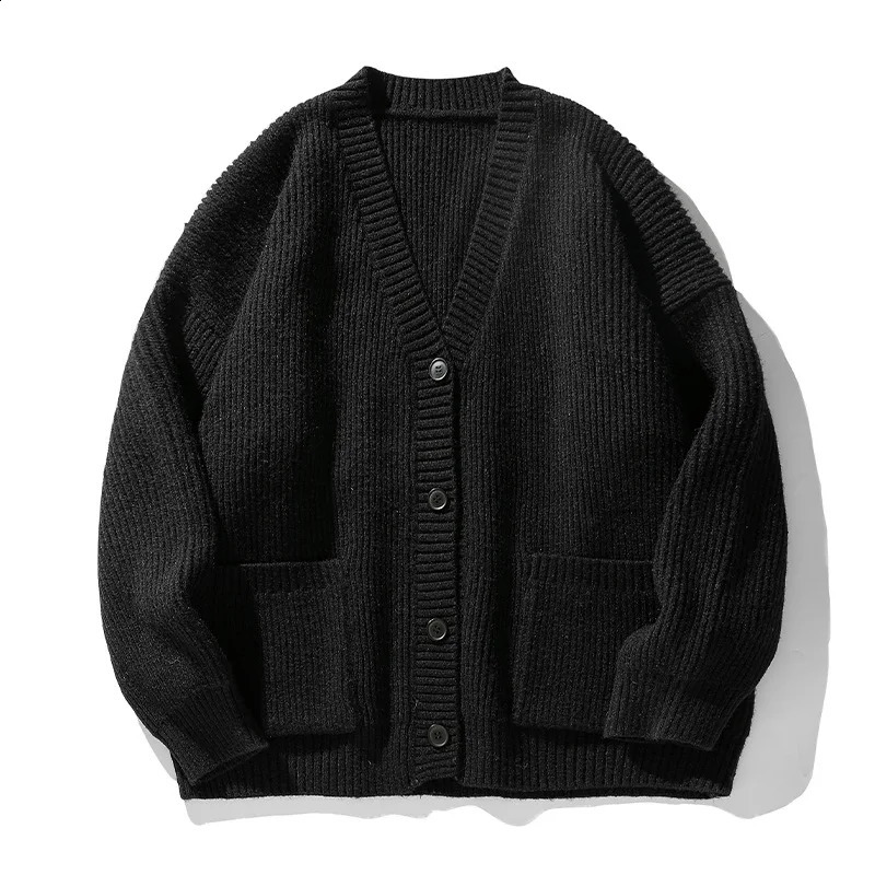 Thick Needle Heavy Texture Cardigan Sweater Men 2024 Autumn and Winter Couples with A Simple Solid Color Coat 240905 - view 6