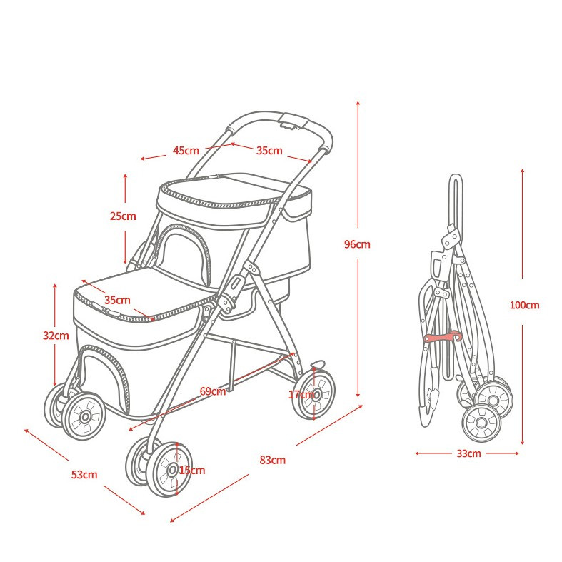 Wholesale Best Price luxury Pet Foldable Pet Travel Stroller for dog and cat