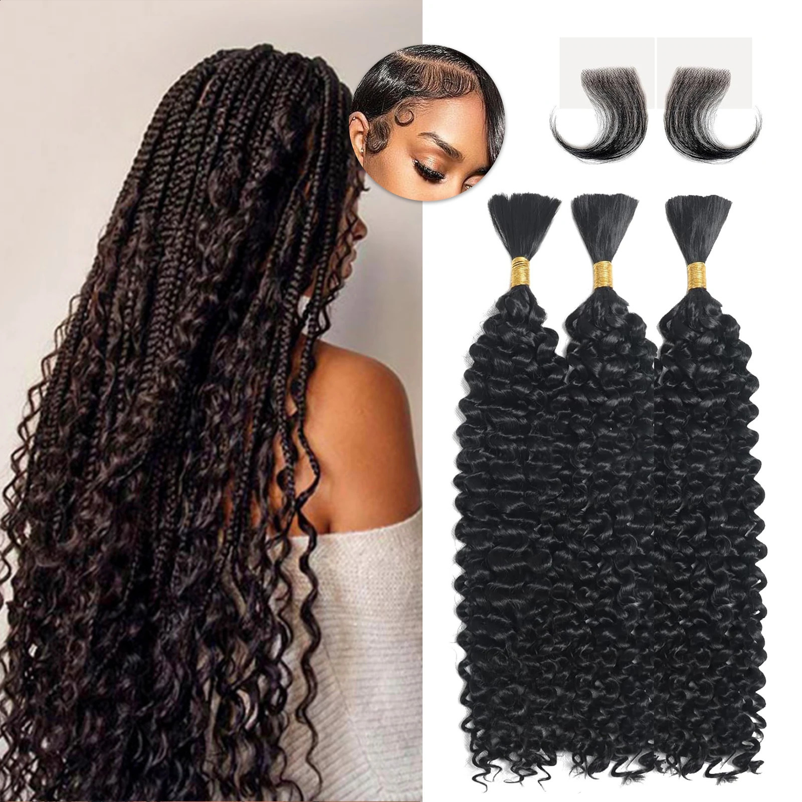 Braiding Hair Deep Wave Bulk Human Hair for Braiding No Weft Bundle 100g 2 BundlesPack 16A Brazilian Virgin Water Curly 20 Inch 240829