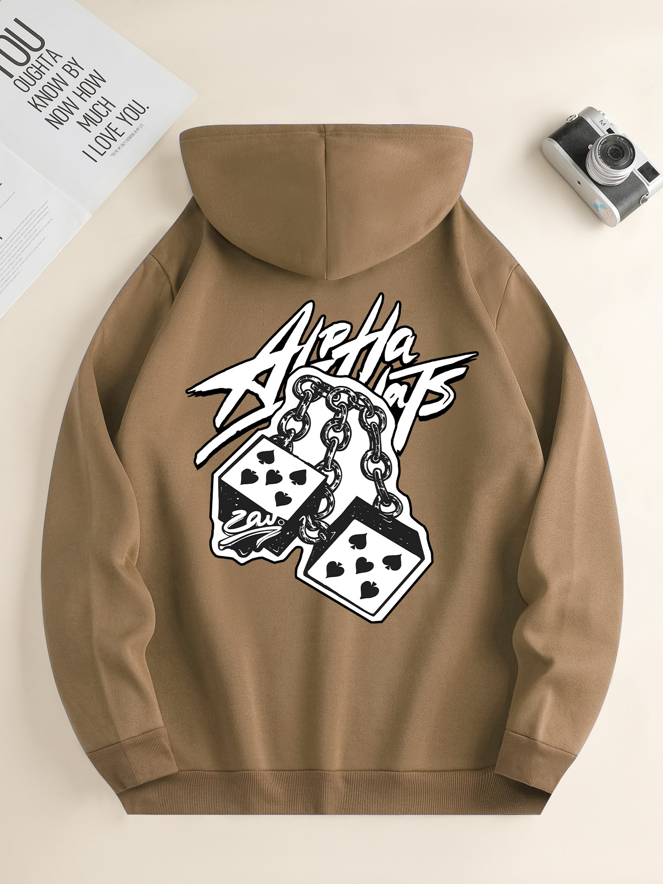 Chain Poker Trendy Printed Patterns, Men's Unique And Stylish New Hoodie With Kangaroo Pocket, Casual And Fashionable Long-sleeved Round Neck Swe