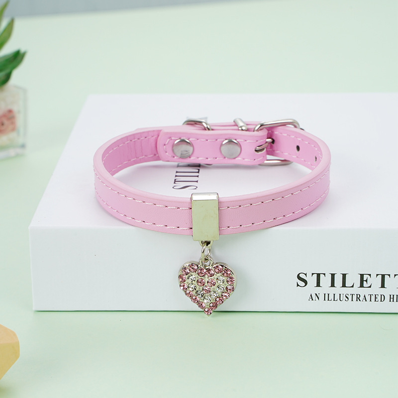 New Instagram dog collar pet safety buckle dog chain cross-border cute pet cat collar love pendant